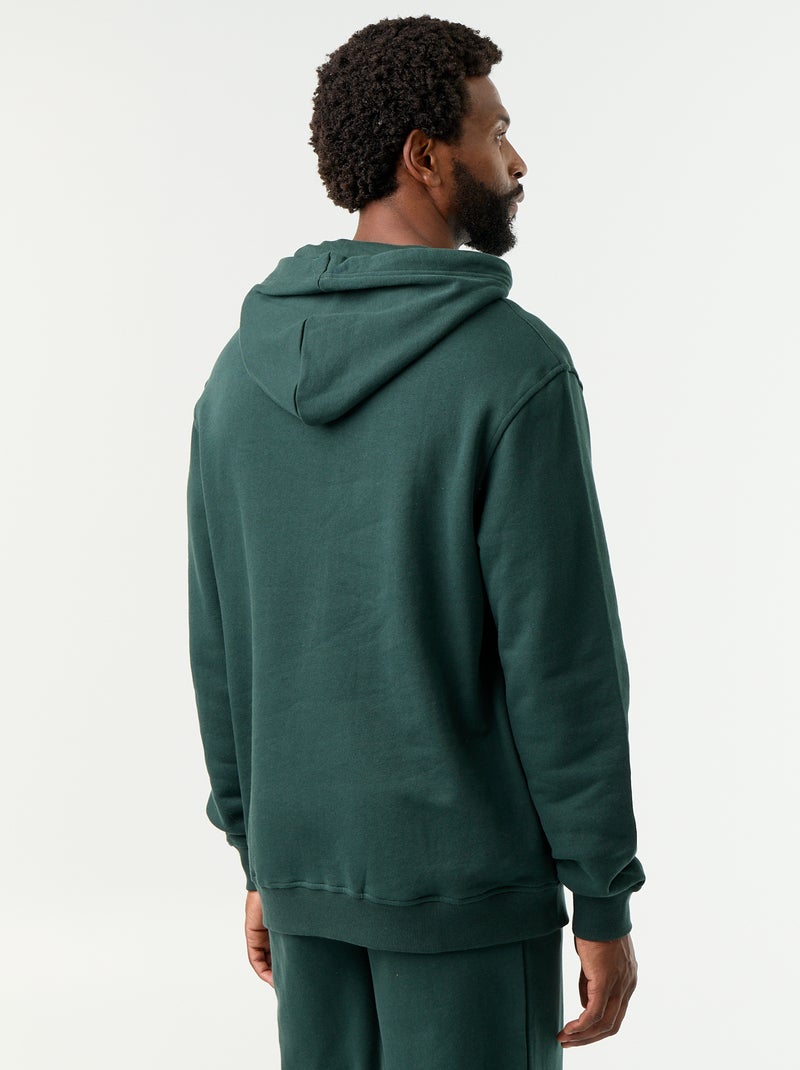 Sweat uni à capuche Vert - Kiabi