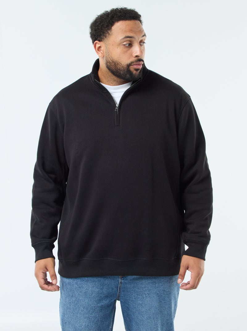 Sweat uni à col camionneur Noir - Kiabi
