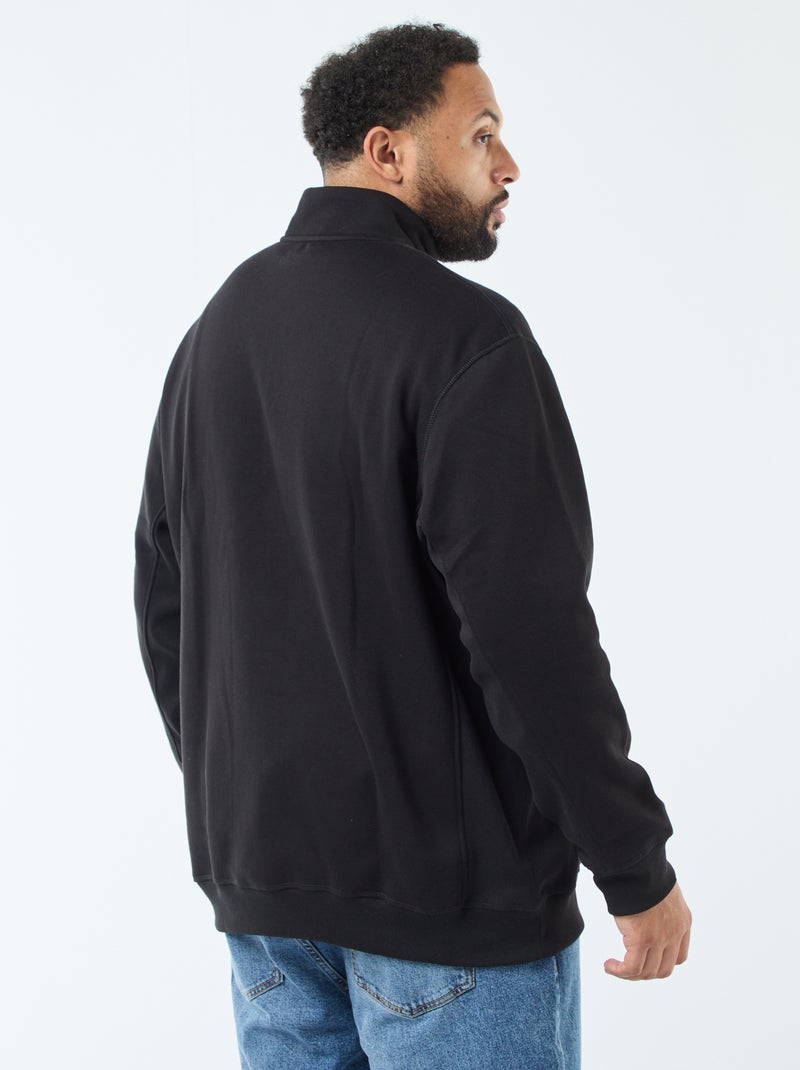 Sweat uni à col camionneur Noir - Kiabi