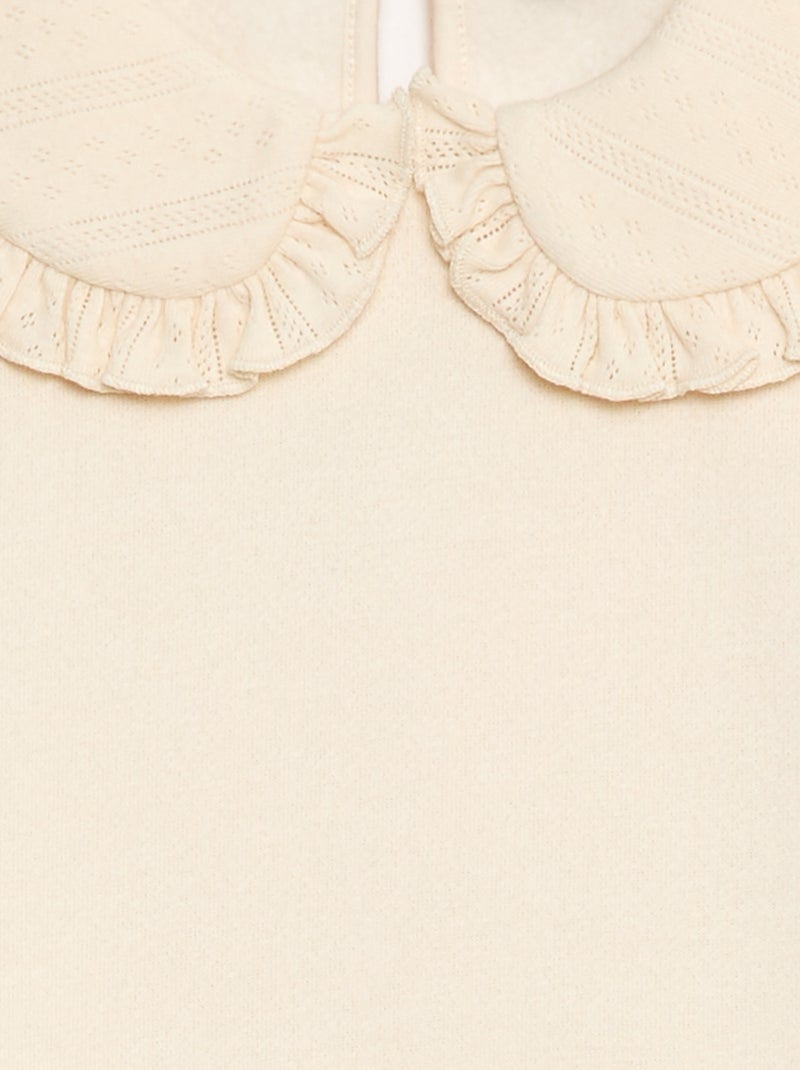 Sweat uni à col fantaisie Blanc - Kiabi