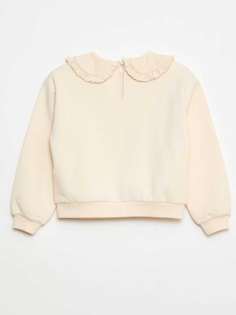 Sweat uni à col fantaisie Blanc - Kiabi