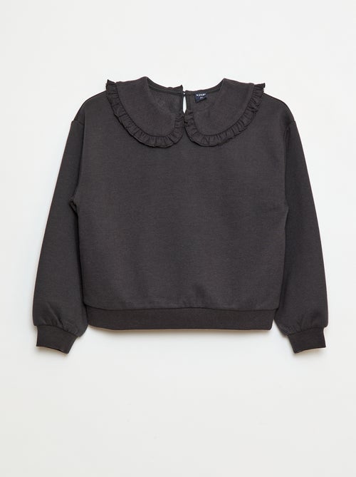 Sweat uni à col fantaisie - Kiabi