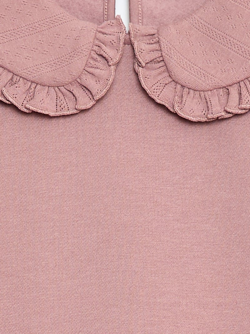 Sweat uni à col fantaisie Rose - Kiabi