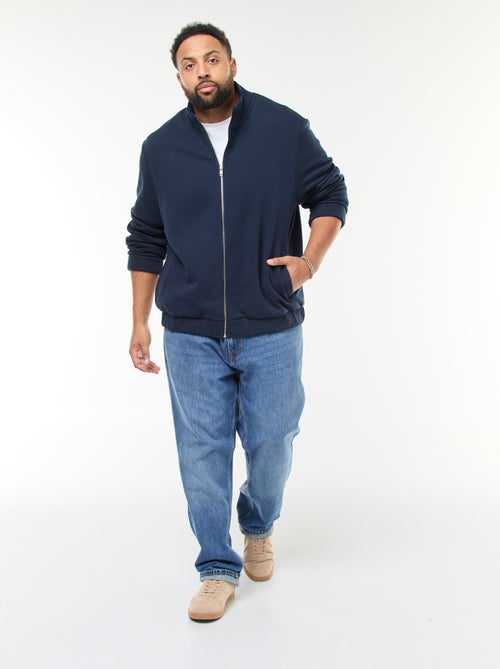 Sweat uni à col montant avec ouverture zippée - Kiabi