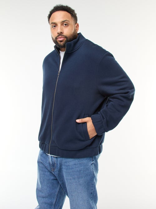Sweat uni à col montant avec ouverture zippée - Kiabi