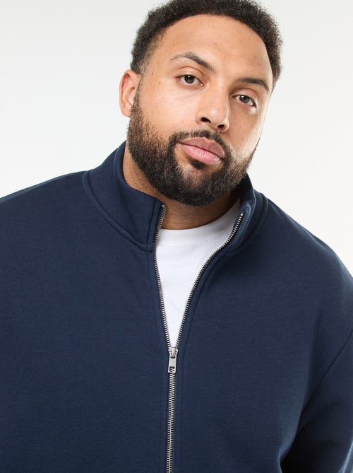 Sweat uni à col montant avec ouverture zippée - Kiabi