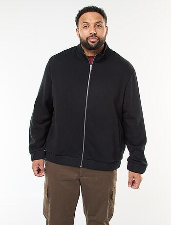 Sweat uni à col montant avec ouverture zippée