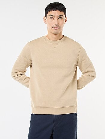 Sweat uni à col rond en molleton gratté