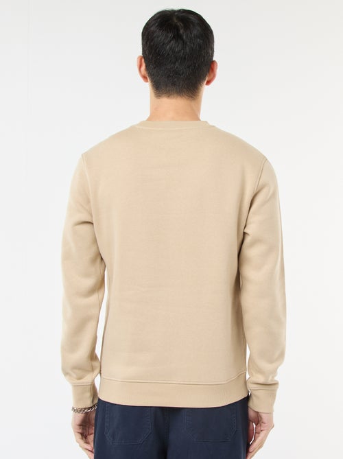 Sweat uni à col rond en molleton gratté - Kiabi