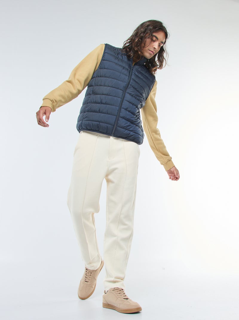 Sweat uni à col rond en molleton gratté Beige - Kiabi