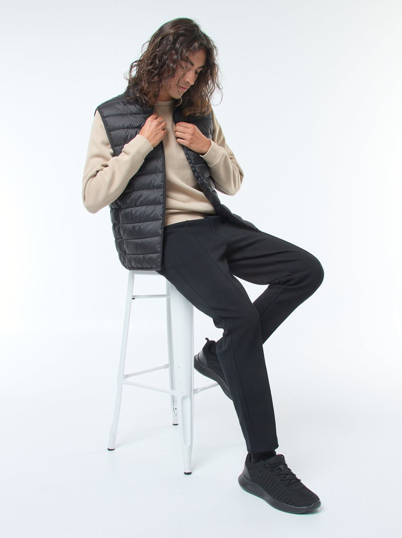 Sweat uni à col rond en molleton gratté Beige - Kiabi