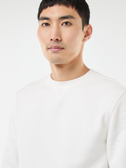 Sweat uni à col rond en molleton gratté - Kiabi