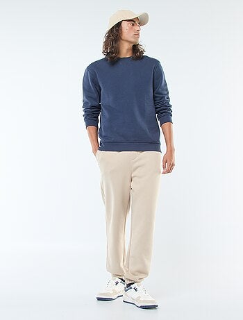 Sweat uni à col rond en molleton gratté