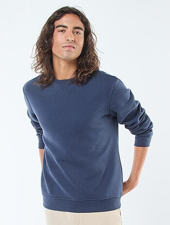 Sweat uni à col rond en molleton gratté