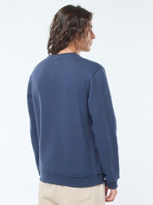 Sweat uni à col rond en molleton gratté - Kiabi