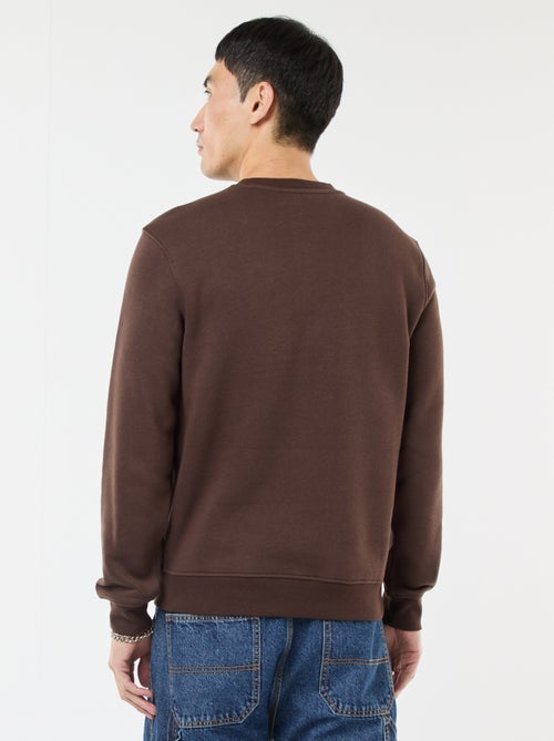 Sweat uni à col rond en molleton gratté - Kiabi