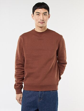 Sweat uni à col rond en molleton gratté