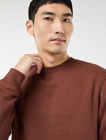 Sweat uni à col rond en molleton gratté