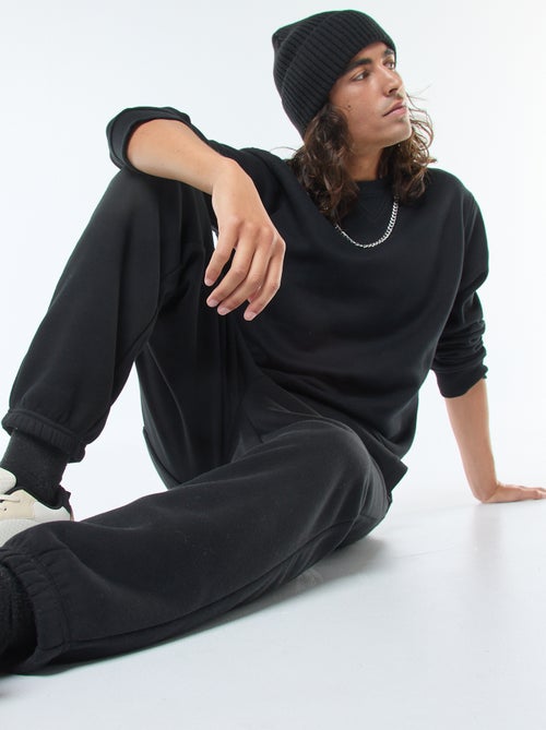 Sweat uni à col rond en molleton gratté - Kiabi