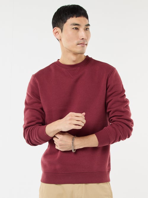 Sweat uni à col rond en molleton gratté - Kiabi