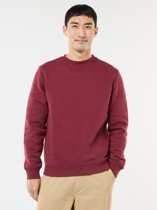 Sweat uni à col rond en molleton gratté - Kiabi