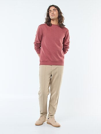 Sweat uni à col rond en molleton gratté