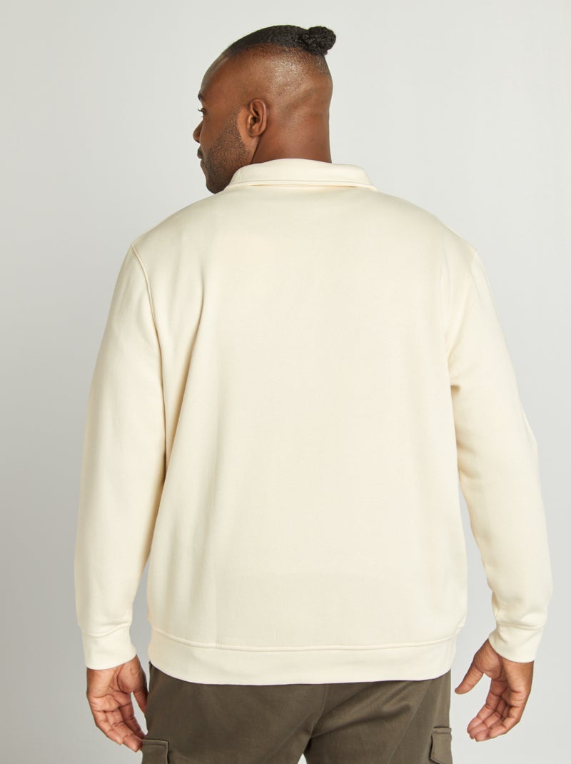 Sweat uni avec col boutonné Blanc - Kiabi
