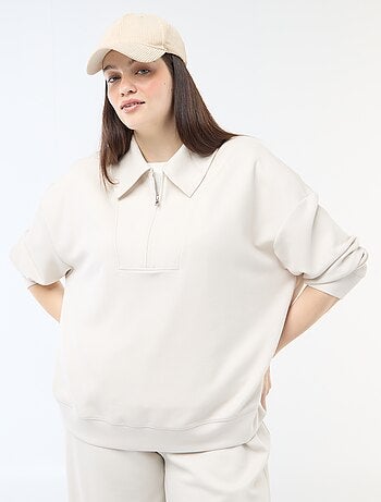 Sweat uni avec col camionneur zippé