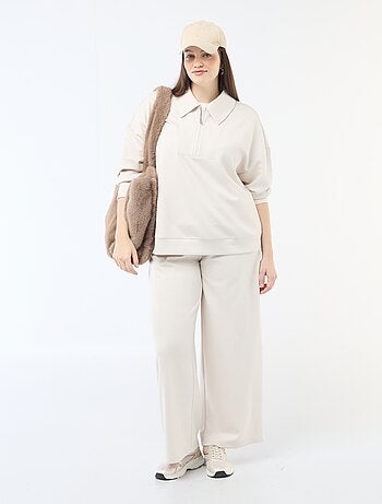 Sweat uni avec col camionneur zippé