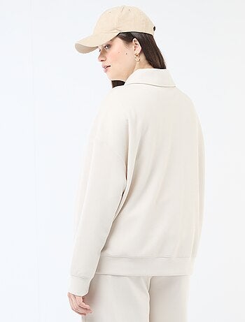 Sweat uni avec col camionneur zippé