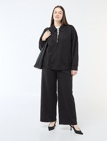 Sweat uni avec col camionneur zippé