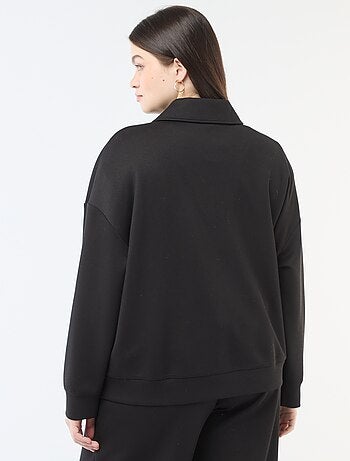 Sweat uni avec col camionneur zippé