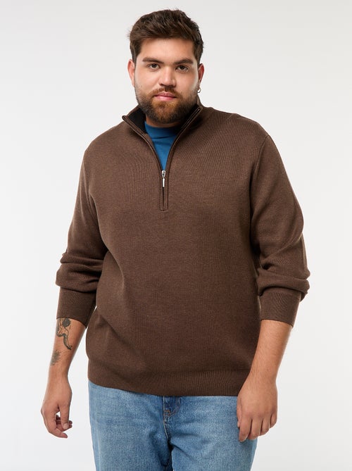 Sweat uni avec col montant zippé façon camionneur - Kiabi