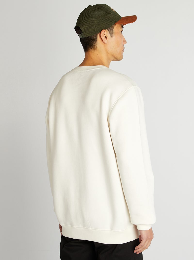 Sweat uni col rond Blanc - Kiabi