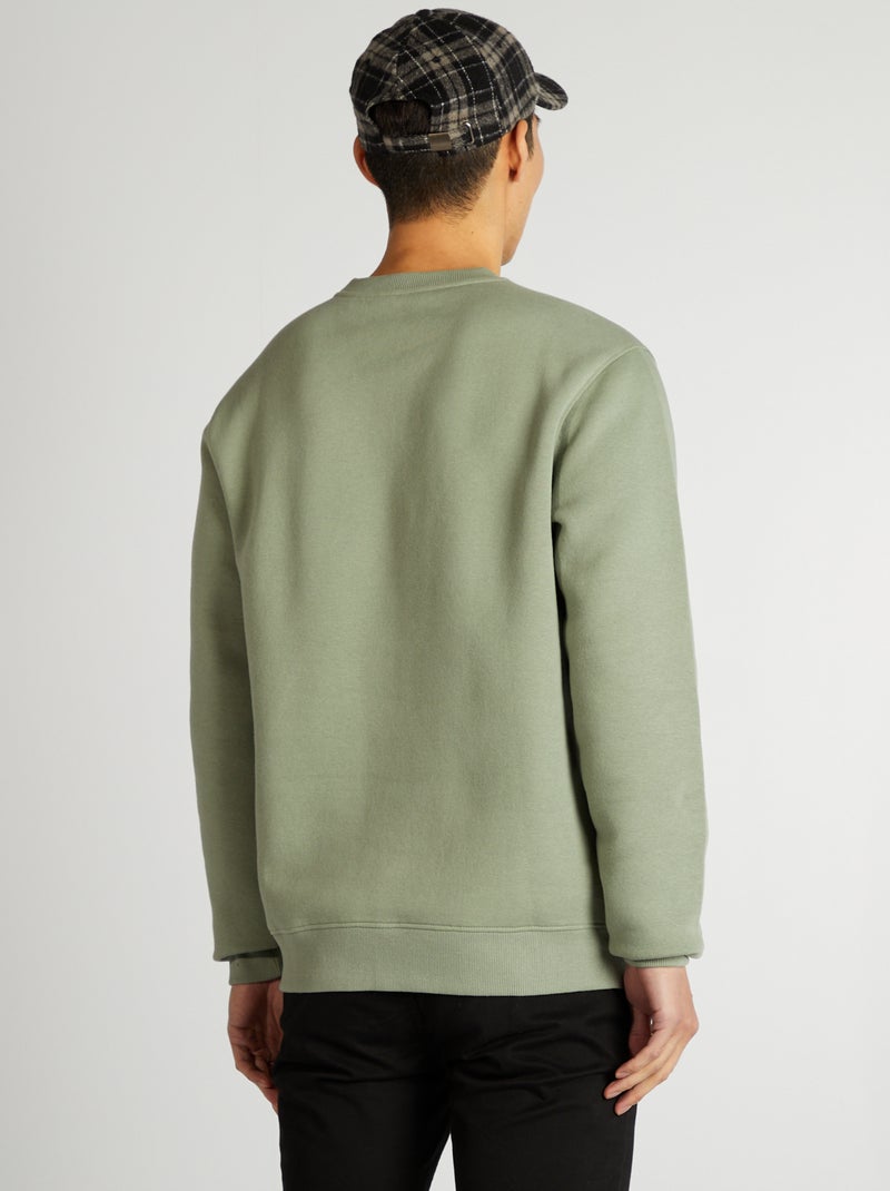 Sweat uni col rond Vert - Kiabi