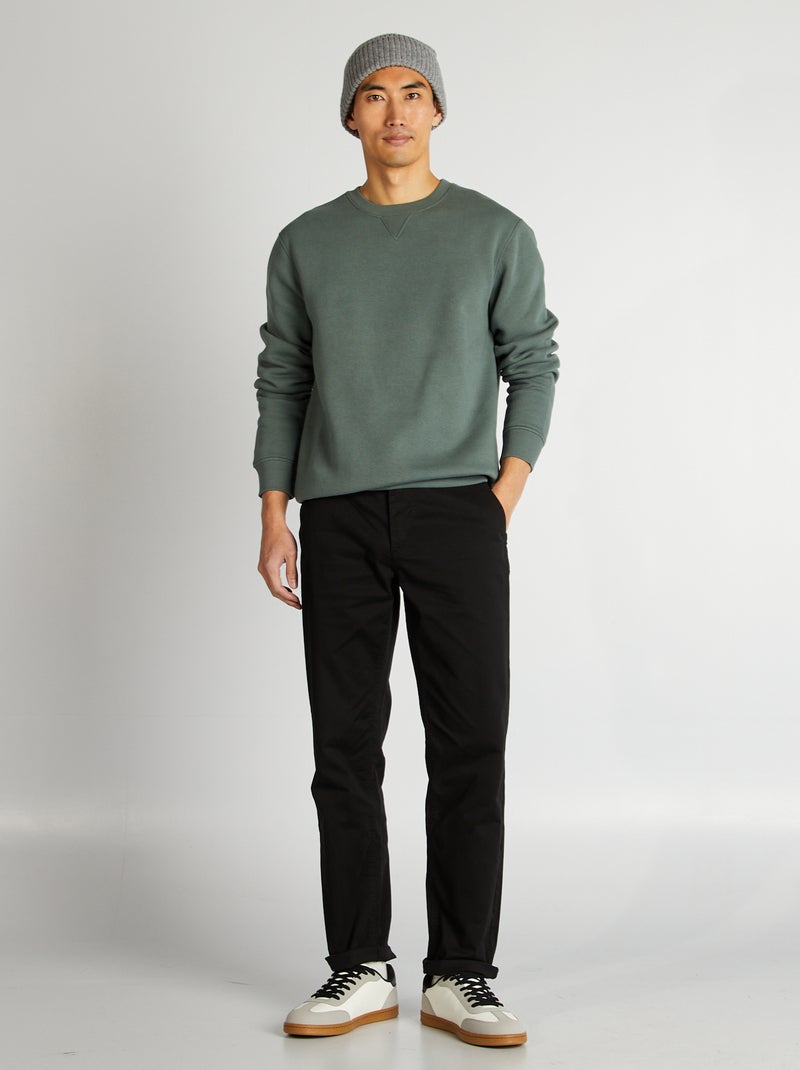 Sweat uni col rond Vert - Kiabi