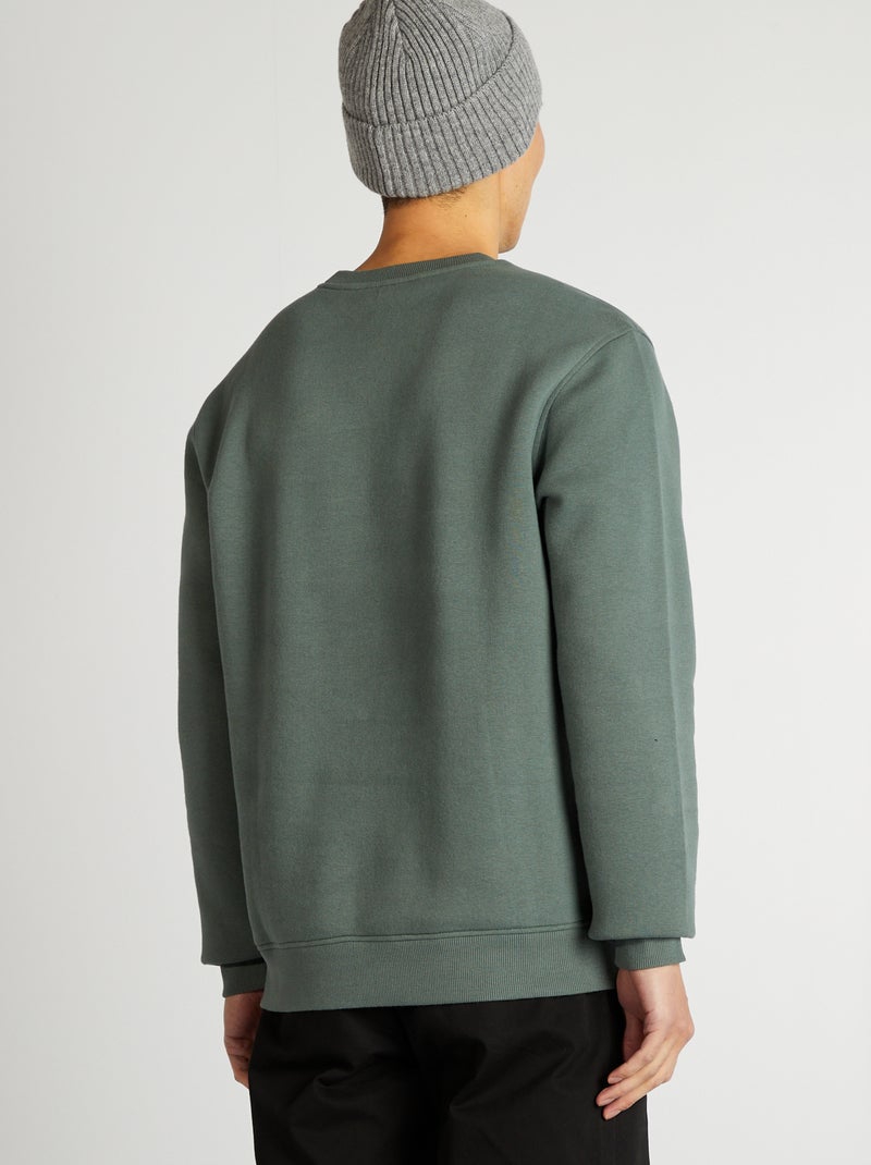 Sweat uni col rond Vert - Kiabi