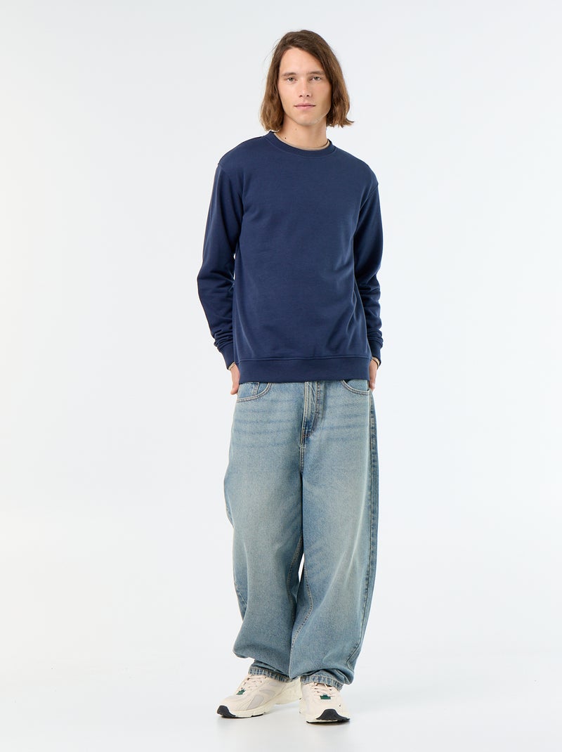Sweat uni en French Terry Bleu foncé - Kiabi