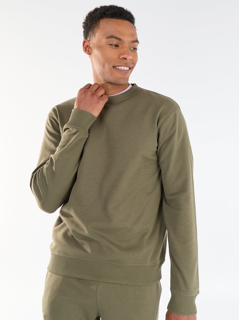 Sweat uni en French Terry Kaki - Kiabi