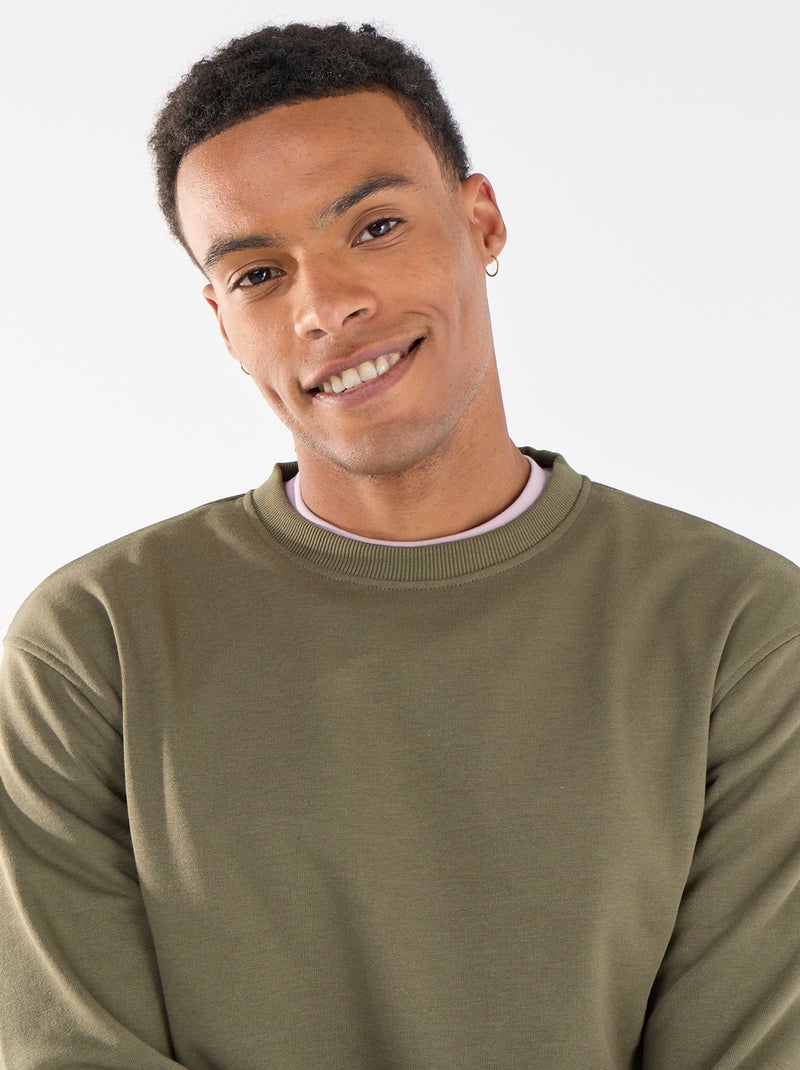Sweat uni en French Terry Kaki - Kiabi