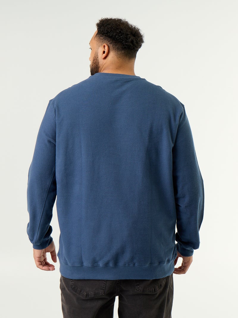 Sweat uni en maille côtelée Bleu - Kiabi