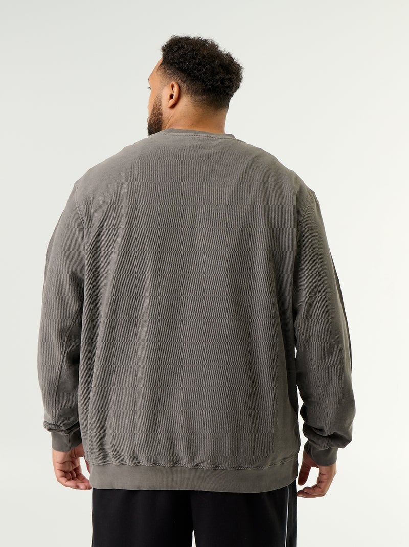 Sweat uni en maille côtelée Gris - Kiabi