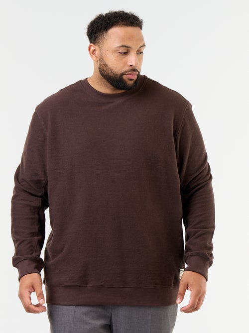 Sweat uni en maille côtelée - Kiabi