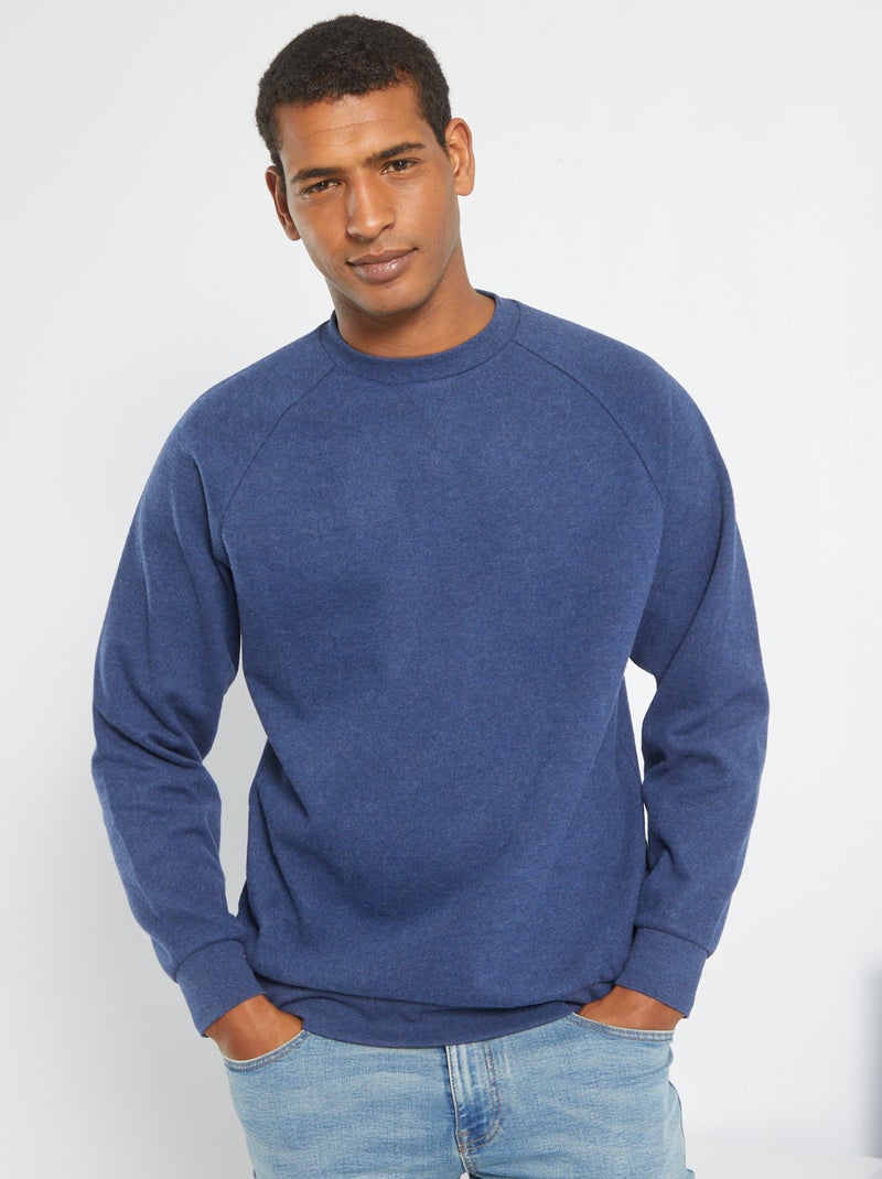 Sweat uni en maille douce Bleu - Kiabi