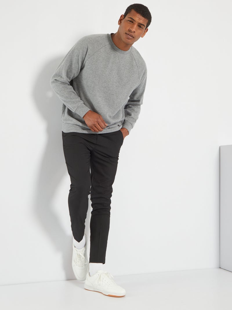 Sweat uni en maille douce Gris - Kiabi