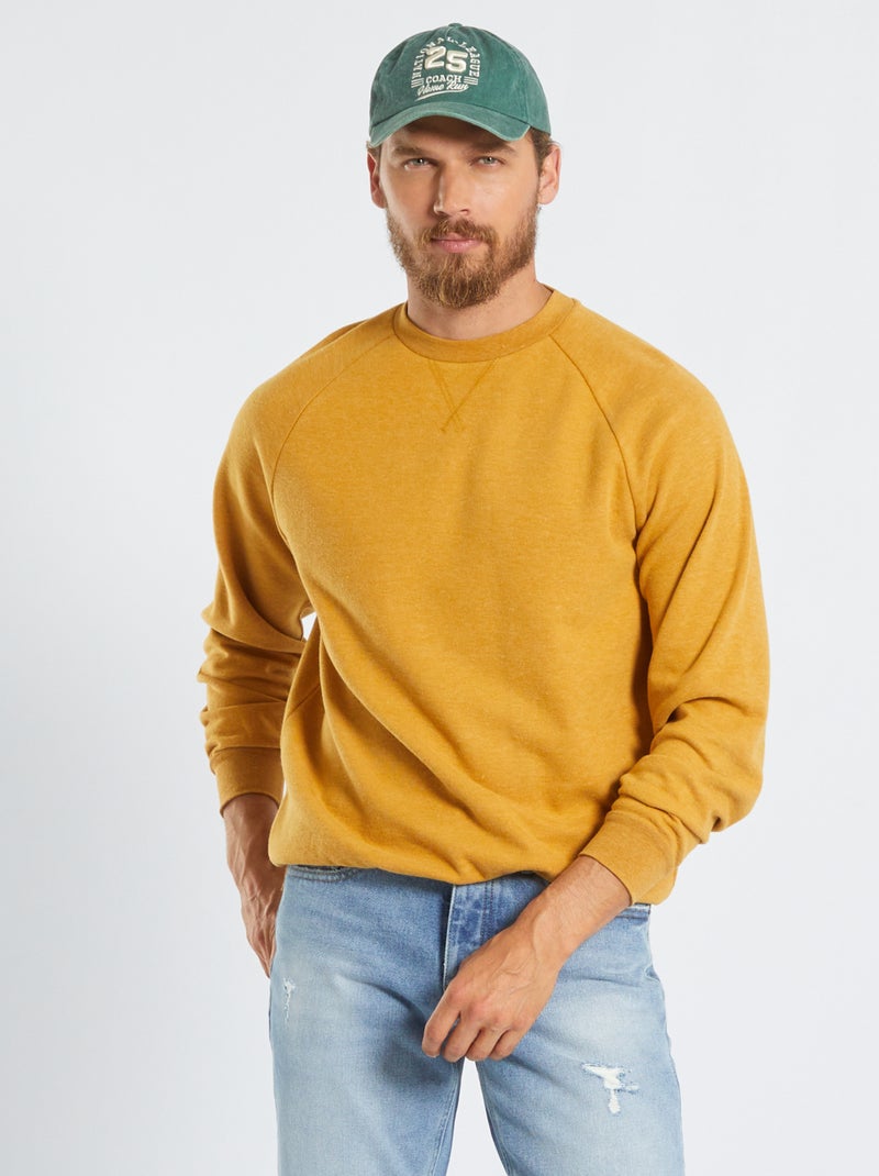 Sweat uni en maille douce Jaune - Kiabi