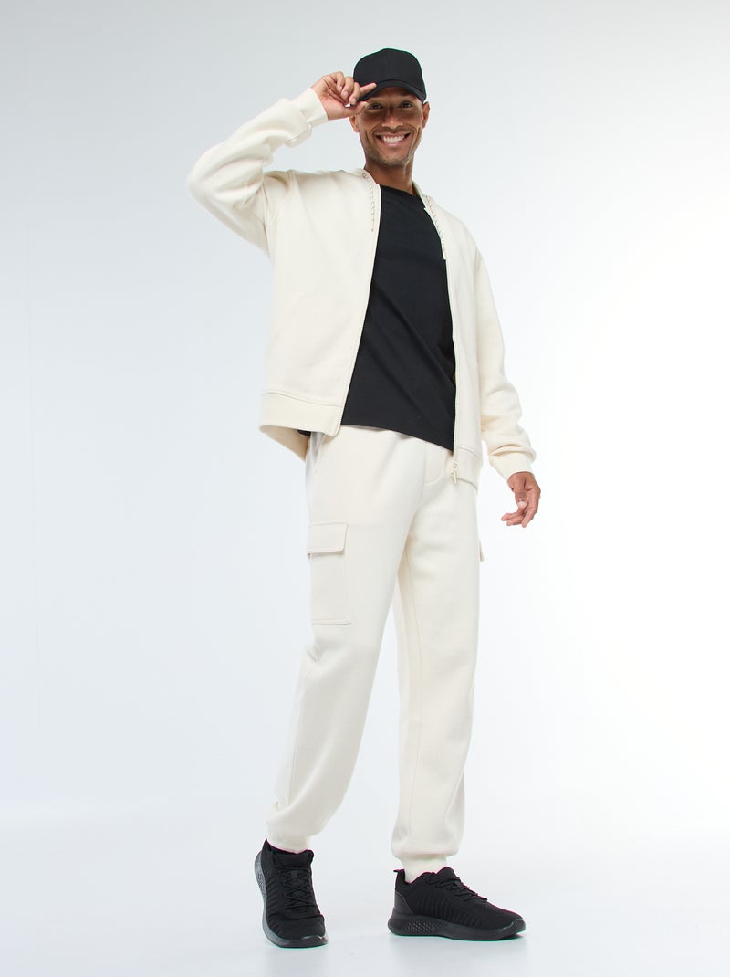 Sweat uni en maille piquée à capuche Blanc - Kiabi