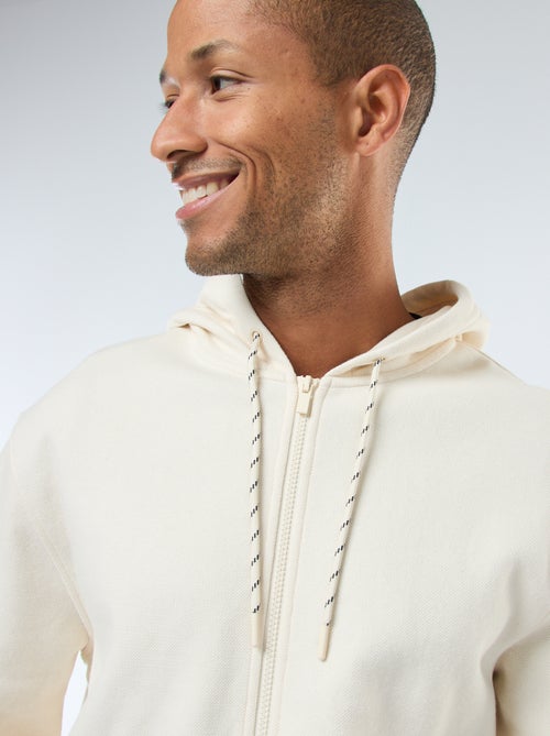 Sweat uni en maille piquée à capuche - Kiabi