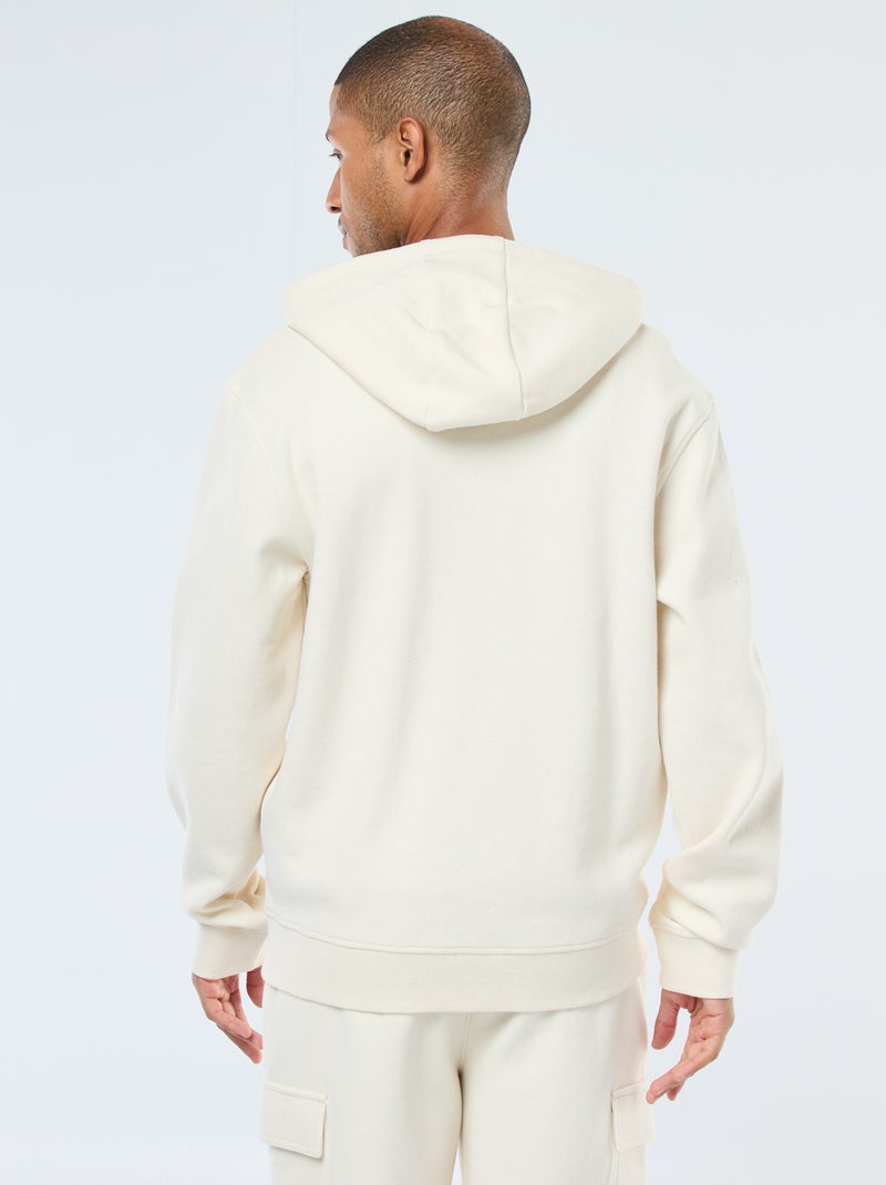 Sweat uni en maille piquée à capuche Blanc - Kiabi