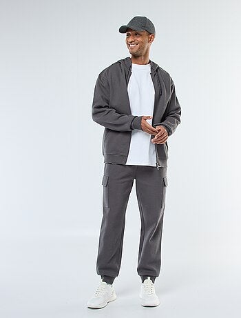 Sweat uni en maille piquée à capuche